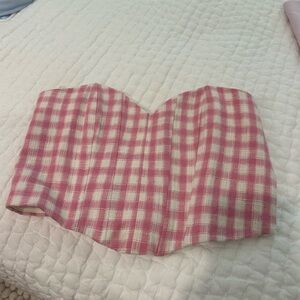 Zara Corset Crop Top Pink Gingham